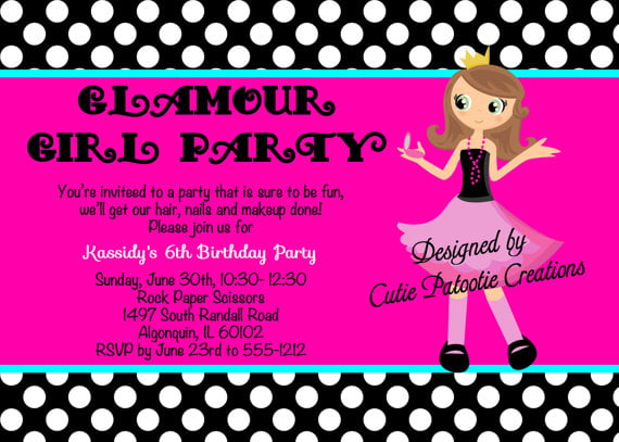 Glamour fashion show birthday party invitations ideas