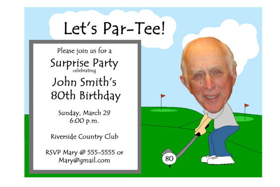 Golf theme funny birthday invitations