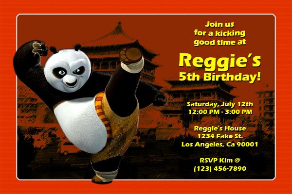 Kungfu panda birthday invitations ideas