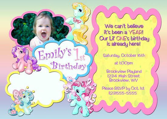 My litlle pony custom photo  birthday invitations ideas
