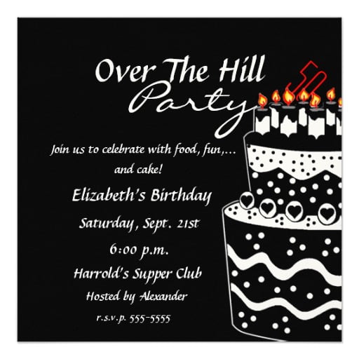 Personalized over the hill birthday invitations ideas