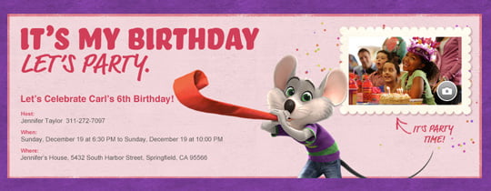 Pink evite birthday invitations