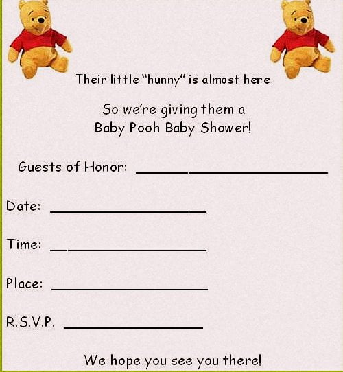 Pooh birthday party invitations templates