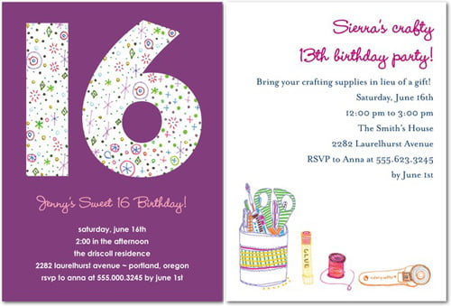 Purple 16th birthday invitations