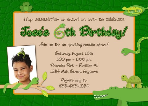Reptile alligator birthday invitations