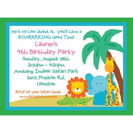 Safari zoo birthday invitations