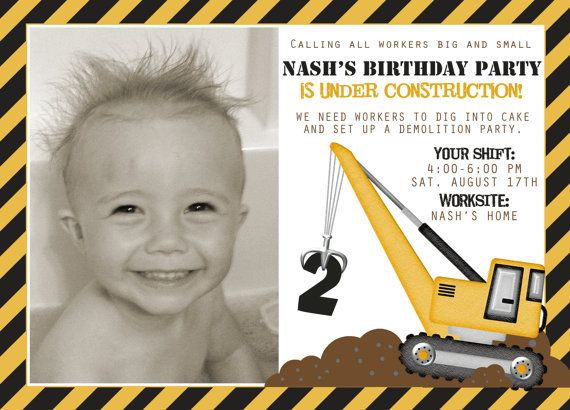 Under construction birthday party invitations