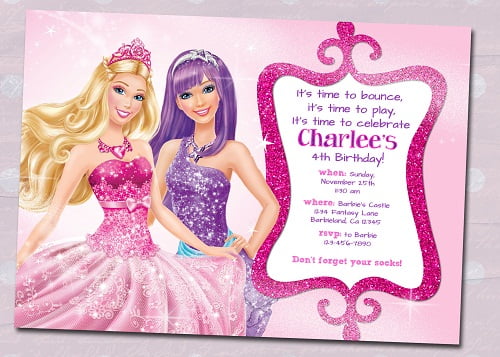 barbie princess birthday party invitations