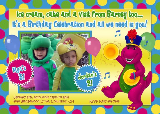 barney birthday invitations for kids