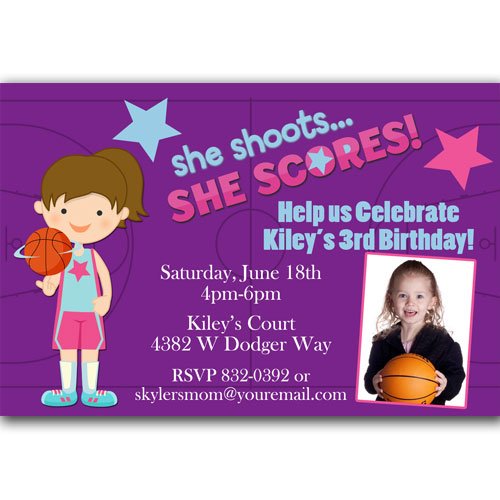 basketball birthday invitations girls