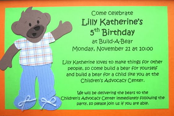 build a bear birthday party invitations ideas sample