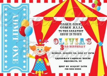 carnival 3rd birthday party invitations