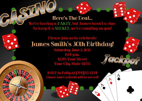 Casino Theme Party Invitations