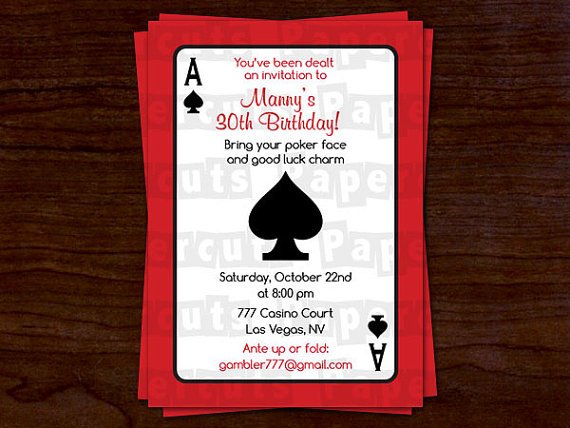 casino birthday party invitations ideas printable