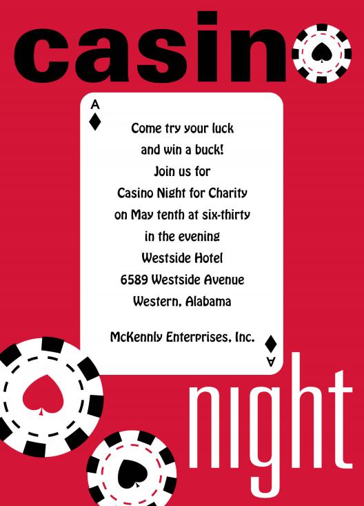 casino night birthday party invitations ideas