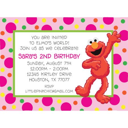 elmo in pink birthday party invitations