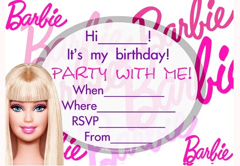 fill in Barbie birthday invitations