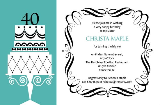 formal 40th birthday invitations