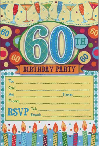 free printable 60th birthday card invitations