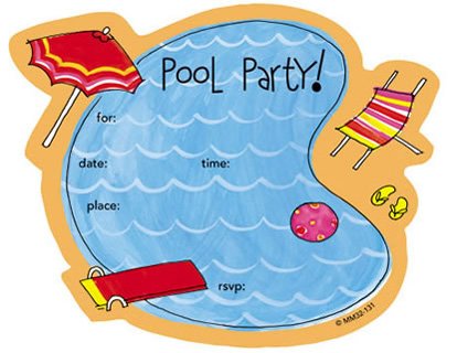 free printable kids pool party birthday invitations