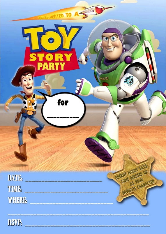 free printable toy story ticket birthday invitations