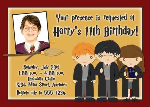 harry potter birthday invitations with photo