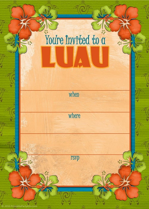 hawaiian birthday invitations free printable
