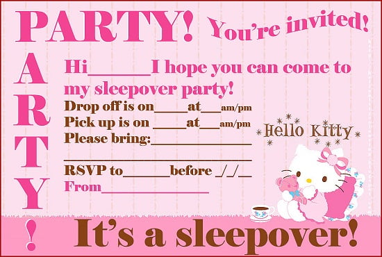 hello kitty birthday party invitations template