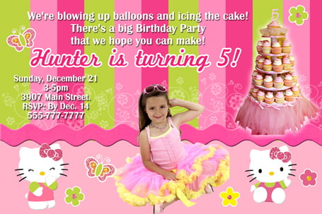 hello kitty cupcakes birthday party invitations