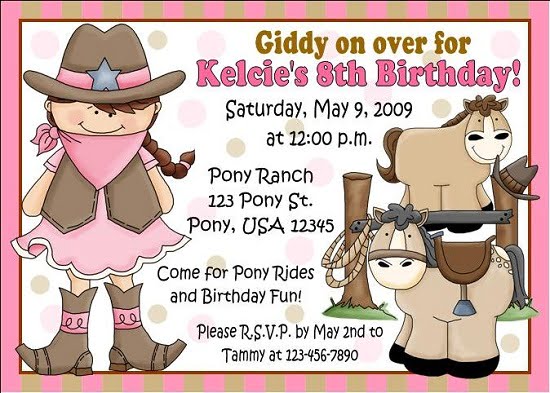 horse birthday invitations wording