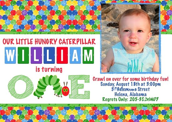 hungry caterpillar first birthday invitations