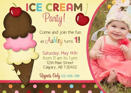 ice cream birthday invitations girls