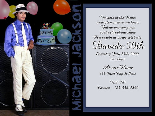 michael jackson birthday card invitations ideas