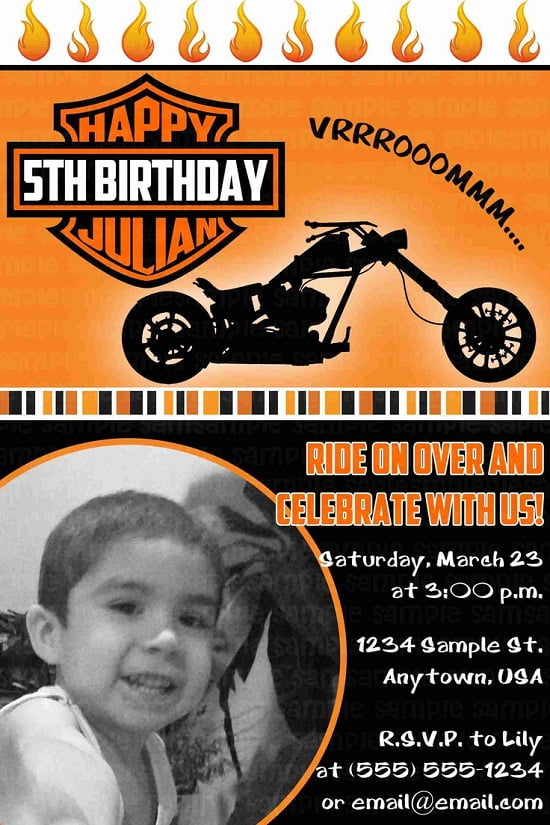 motorcycle biker birthday invitations