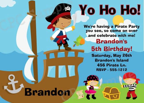 pirate birthday party invitations for boys