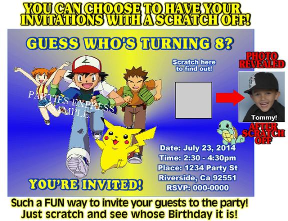 pokemon birthday invitations boys