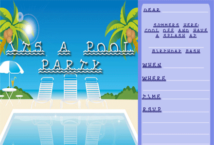 pool birthday party invitations template