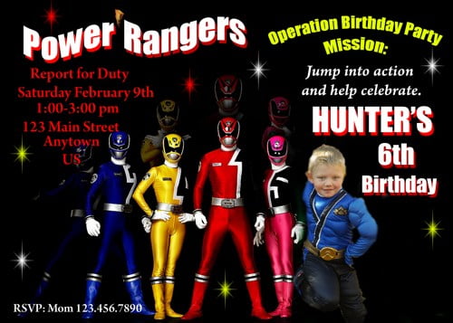 power rangers birthday invitations boy