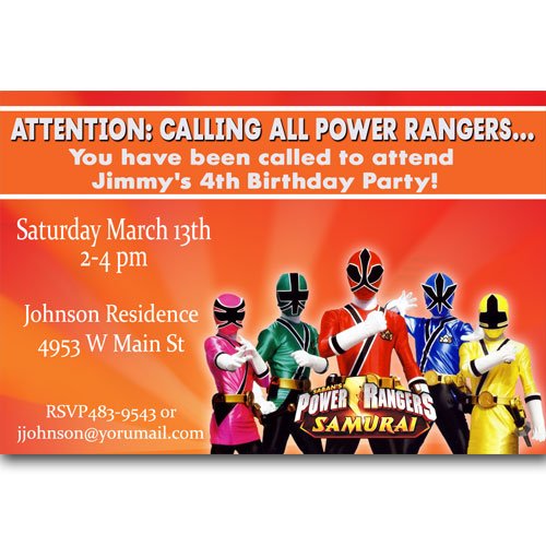 power rangers samurai birthday invitations