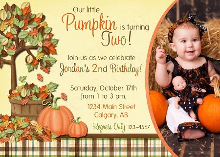 pumpkin 2nd birthday invitations