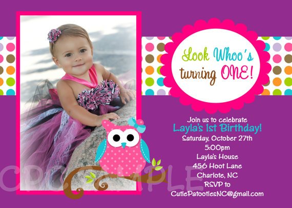 purple owl birthday invitations