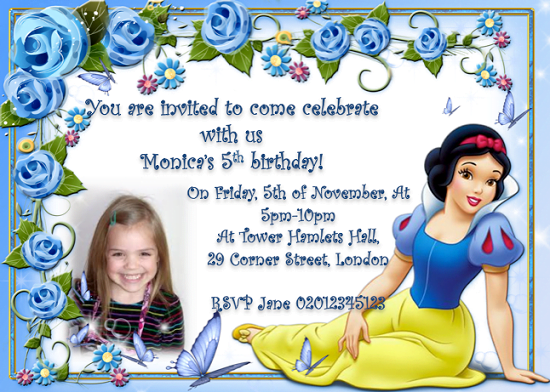 snow white 5th birthday invitations