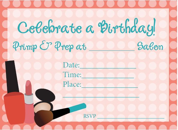 spa birthday party invitations free printable