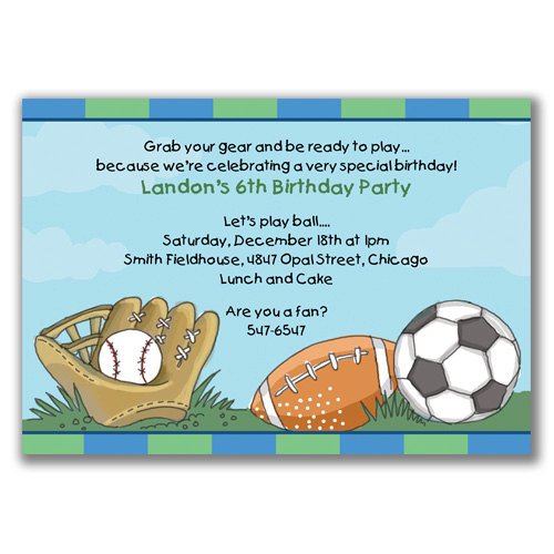 sports madness birthday invitations