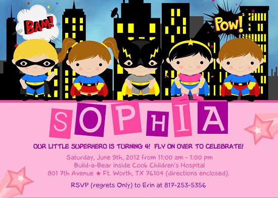 superhero birthday party invitations girls