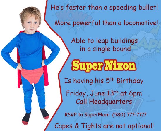 superman 5th birthday invitations