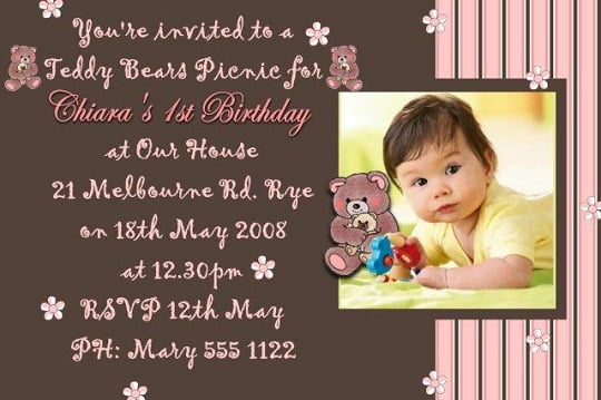teddy bear birthday invitations for kids