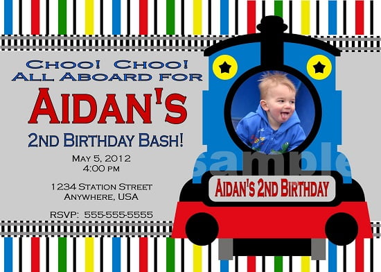 train 2nd birthday party invitations