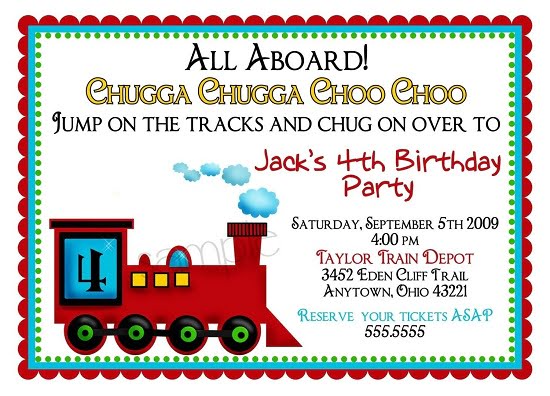 train 4th birthday party invitations