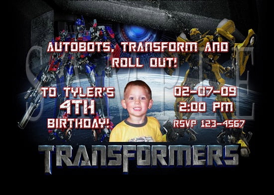 transformers birthday card invitations